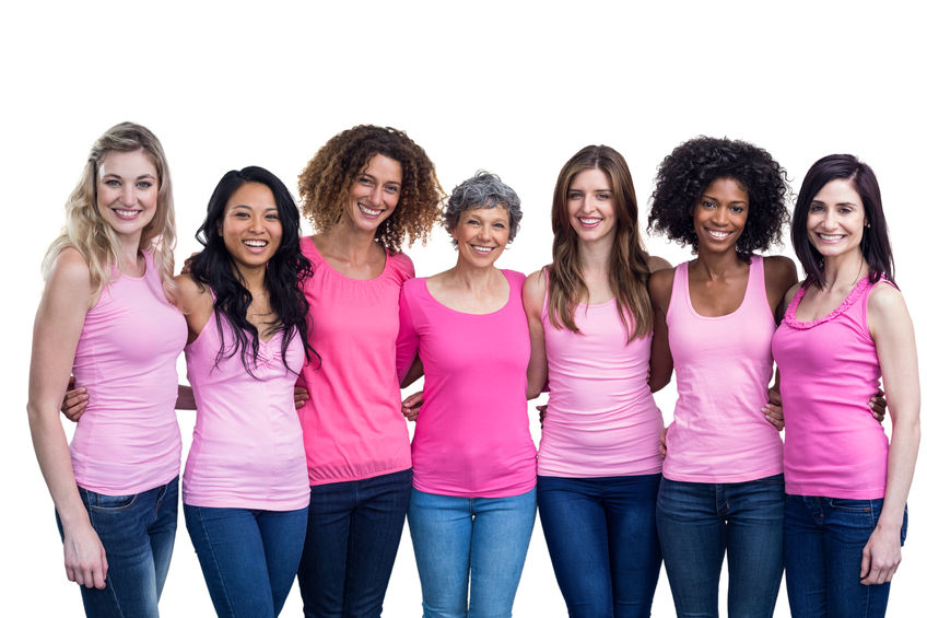 Happy multiethnic women standing together with arm around on white ...